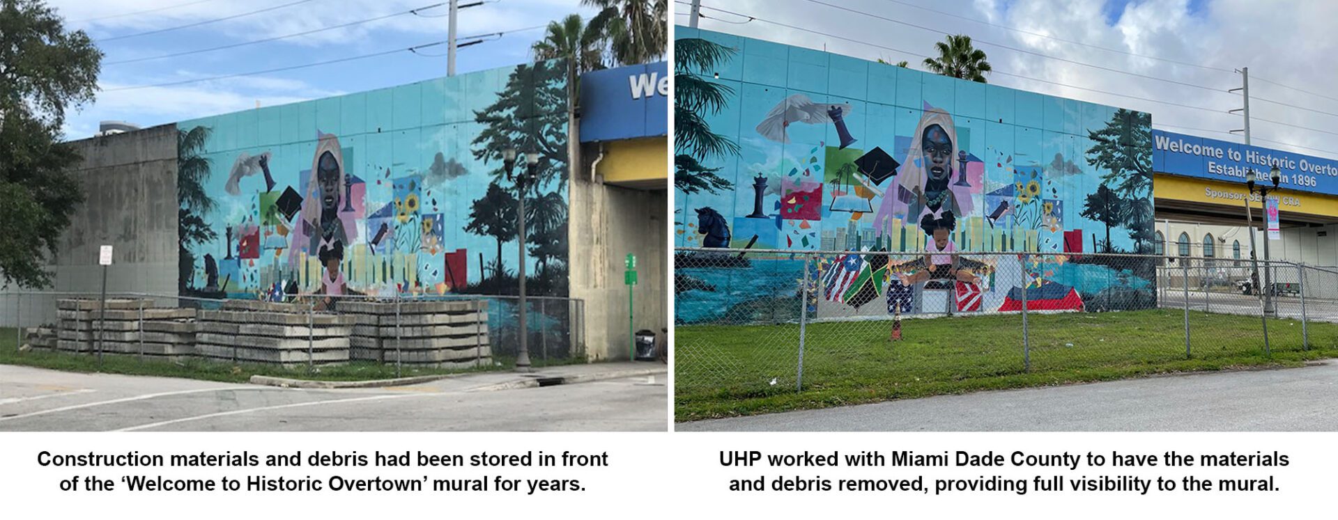 A mural of the same scene in different locations.