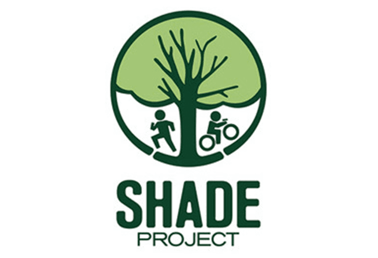 A green tree with people and bicycles in the center.