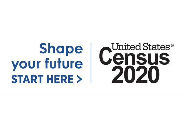 A black and white image of the united states census 2 0 2 0 logo.