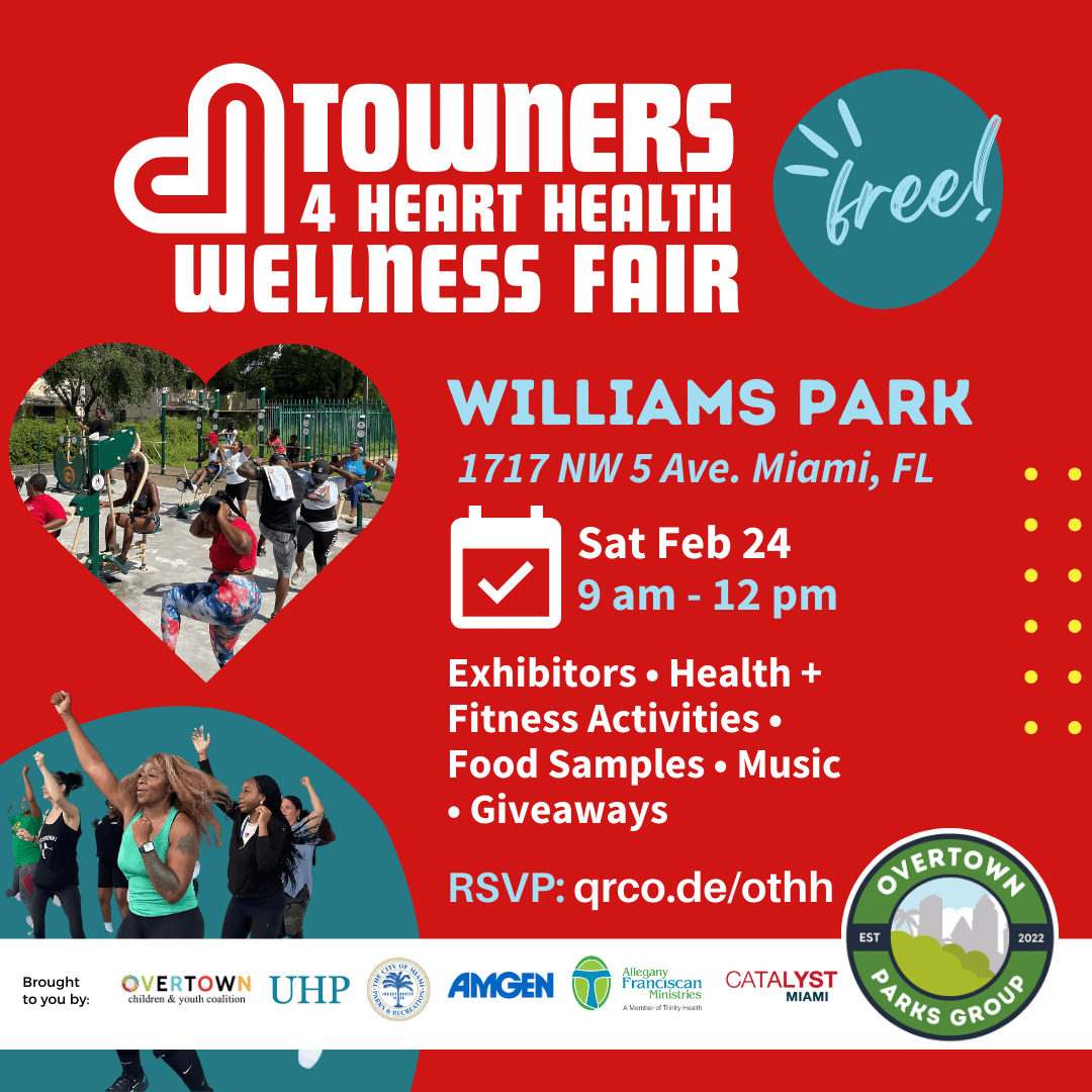 A poster for the towners 4 heart health wellness fair.